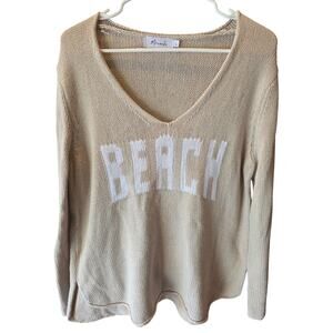 Miracle Knit Sweater L Womens Beach Long Sleeve V Neck Coastal Cottage Core
